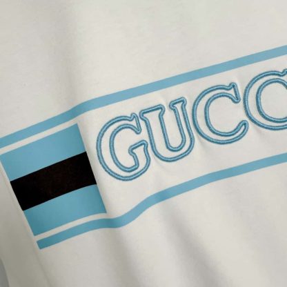  GUCCI PRINTED COTTON JERSEY T-SHIRT White #4156 - Image 8
