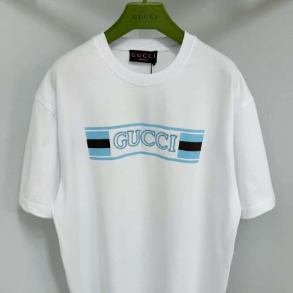  GUCCI PRINTED COTTON JERSEY T-SHIRT White #4156 - Image 2