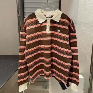 REPLICA CELINE TRIOMPHE LOOSE POLO SHIRT IN STRIPED COTTON LONG SLEEVE #4160
