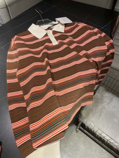 REPLICA CELINE TRIOMPHE LOOSE POLO SHIRT IN STRIPED COTTON LONG SLEEVE #4160 - Image 9