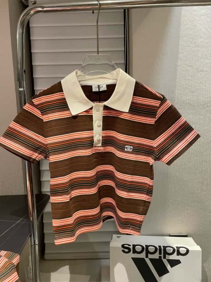 REPLICA CELINE TRIOMPHE CROPPED POLO SHIRT IN STRIPED COTTON #4159 - Image 4