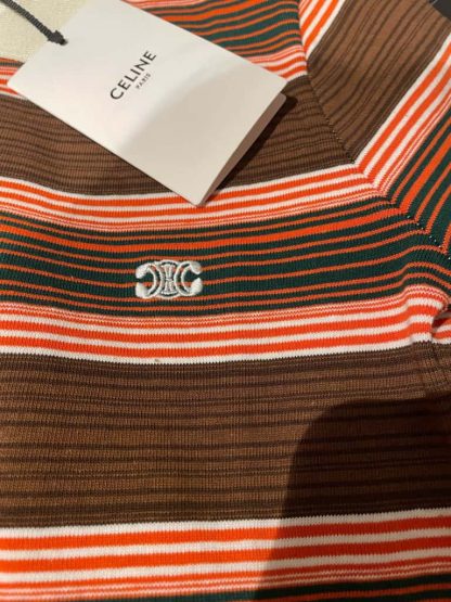 REPLICA CELINE TRIOMPHE CROPPED POLO SHIRT IN STRIPED COTTON #4159 - Image 7