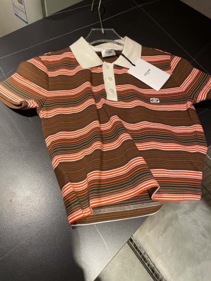 REPLICA CELINE TRIOMPHE CROPPED POLO SHIRT IN STRIPED COTTON #4159 - Image 8