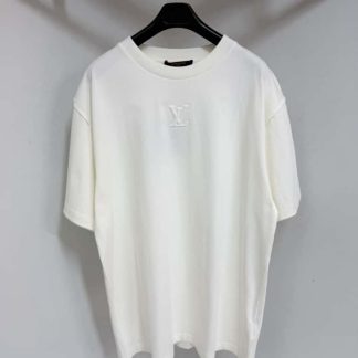 Replica Louis Vuitton Men's Embossed LV T-Shirt White 1AHCNV #4167