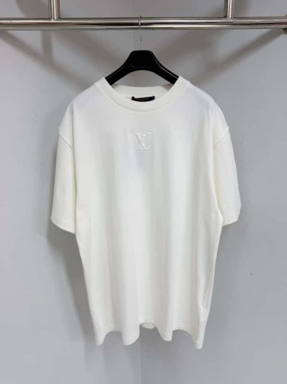 Replica Louis Vuitton Men's Embossed LV T-Shirt White 1AHCNV #4167