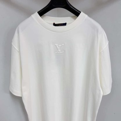  Louis Vuitton Men's Embossed LV T-Shirt White 1AHCNV #4167 - Image 3