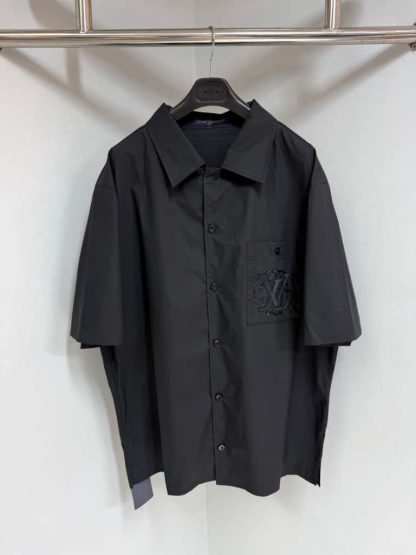 Replica Louis Vuitton Embroidered Short-Sleeved Cotton Shirt 1AHCHC 2025 #4175