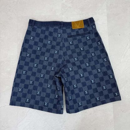  Louis Vuitton Embroidered Damier Denim Shorts 1AFVO5 #4176 - Image 5