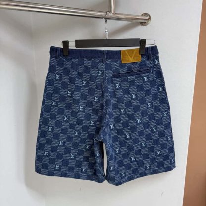  Louis Vuitton Embroidered Damier Denim Shorts 1AFVO5 #4176 - Image 7