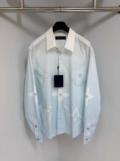 Replica Louis Vuitton Monogram Printed Long-Sleeved Cotton Poplin Shirt 1AFXVX #4174