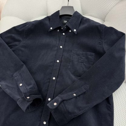  FENDI Blue corduroy shirt For Men 2025SS #4192 - Image 5