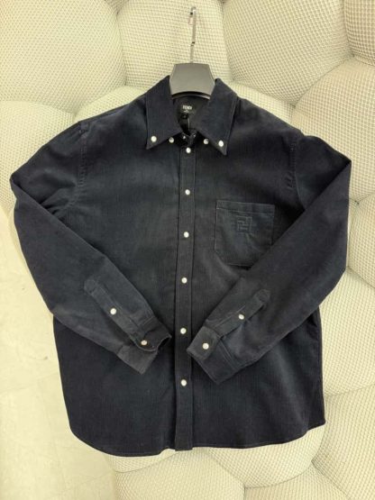  FENDI Blue corduroy shirt For Men 2025SS #4192 - Image 8