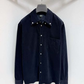 Replica FENDI Blue corduroy shirt For Men 2025SS #4192