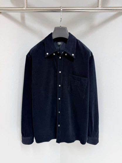 Replica FENDI Blue corduroy shirt For Men 2025SS #4192