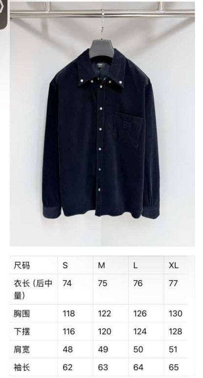  FENDI Blue corduroy shirt For Men 2025SS #4192 - Image 3