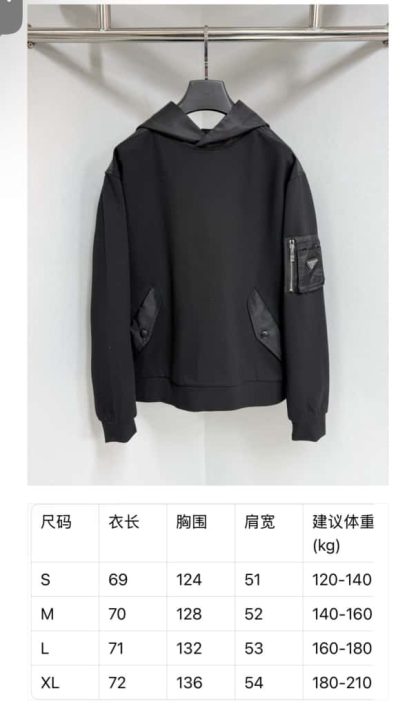  Prada Cotton fleece and Re-Nylon hoodie For Men 2025SS #4190 - Image 5