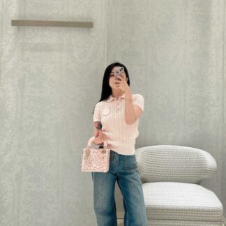 Dior Pink Cable Knit Polo Shirt - 2026 Spring/Summer Collection