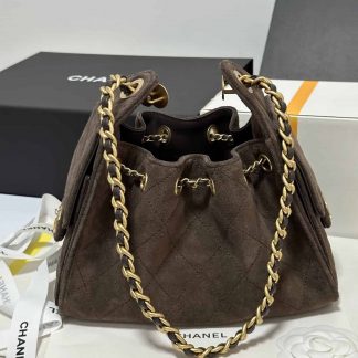 Replica Chanel 25 Mini Brown Suede 26C NWT Gold Hardware Authentic Vip Quality