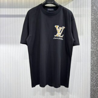 Louis Vuitton Foam Flower Letter Short Sleeve T-Shirt Black