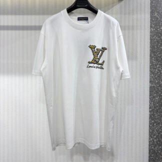 Louis Vuitton Foam Flower Letter Short Sleeve T-Shirt White