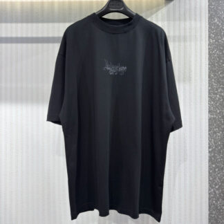 Balenciaga 26 Gothic Letter Round Neck Short Sleeve White