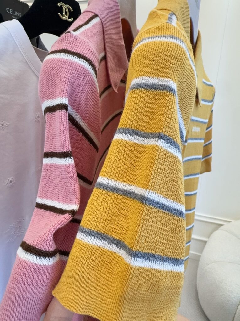 MIU MIU Colorful Striped Knit Polo Shirt For Women - Image 10