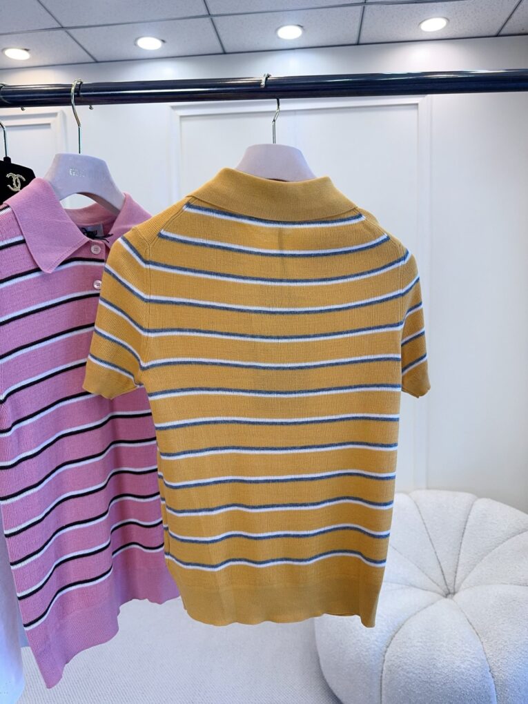 MIU MIU Colorful Striped Knit Polo Shirt For Women - Image 8