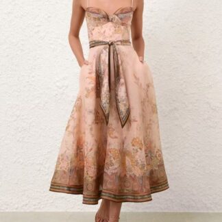 zimmermann Alchemy Structured Midi Dress Silk-Linen